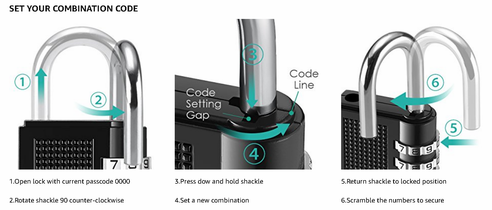 How to setup the code in ORIA combination lock